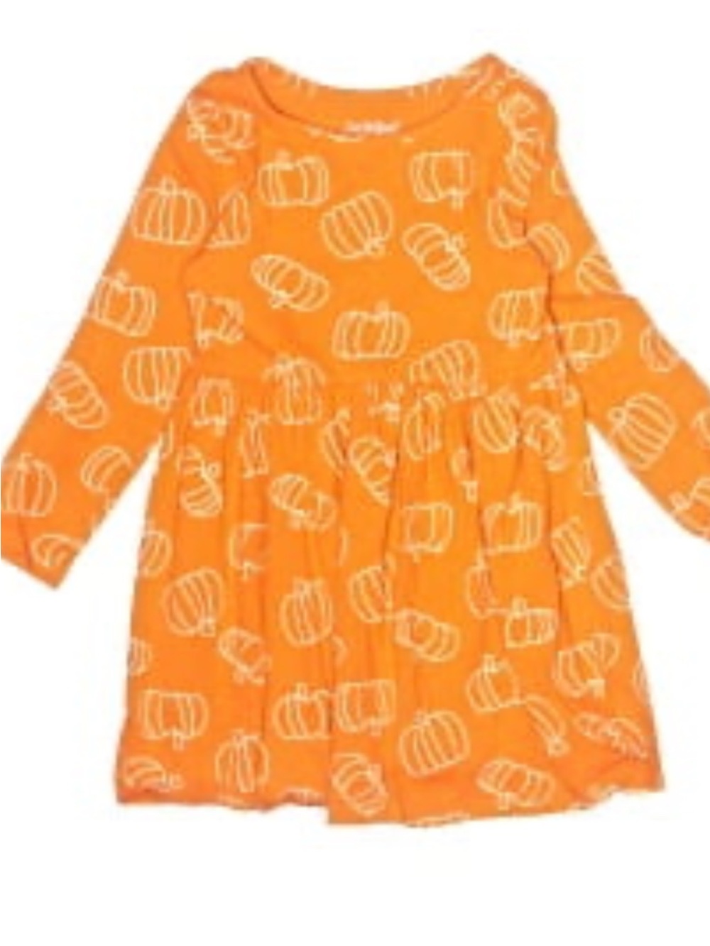 Cat & Jack Orange Pumpkin-Print Long Sleeve Dress with Pockets